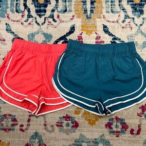 JoyLab shorts bundle of two, dark teal and coral, size small